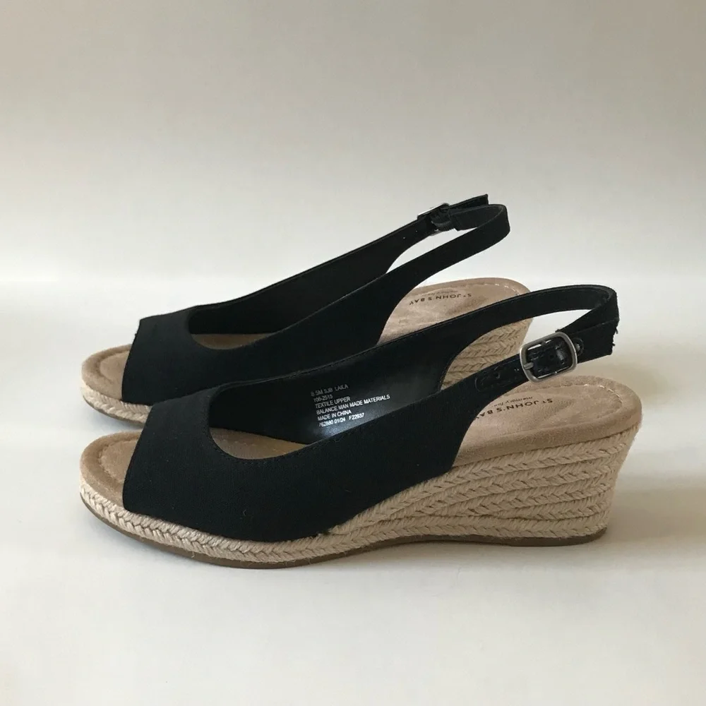 St. John's Bay Black Espadrille Wedges women’s size 8.5